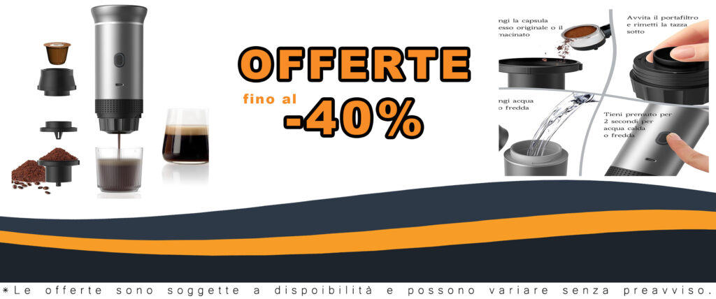 Macina Caffè Elettrico Portatile con funzione di auto-riscaldamento, compatibile con capsule e ricarica USB-C, ideale per il campeggio e i viaggi.