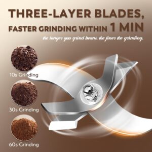 Moongiantgo Mulino Elettrico per Cereali 150g in acciaio inossidabile, ideale per cereali, spezie e noci, potente e veloce.