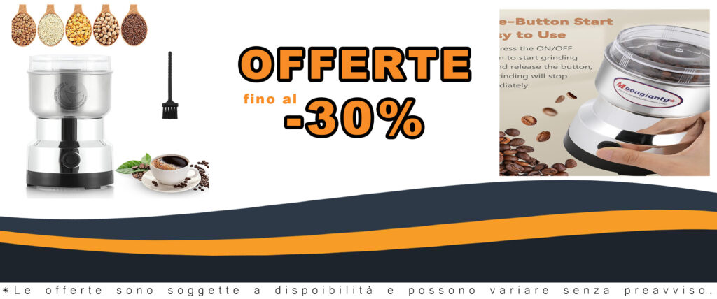 Moongiantgo Macinacaffe Elettrico 200W in acciaio inox, ideale per macinare caffè, spezie e cereali con potenza 14500rpm.
