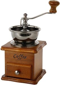 Macinacaffè manuale in ghisa con cassetto in legno, stile retrò, ideale per una macinatura di qualità  