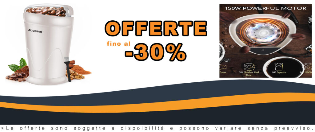Aigostar Macinacaffè Elettrico con lame in acciaio inox, ideale per macinare caffè, spezie e semi, colore bianco latte.