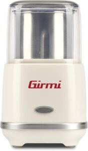 Girmi MC02 Macinacaffè, 180 W, con doppio coperchio e contenitore in acciaio inox per una macinatura perfetta di caffè e spezie.