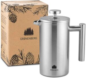 Groenenberg French Press 350ml in acciaio inox con funzione termica e filtri di ricambio  