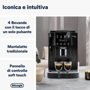 De'Longhi Magnifica Start ECAM222.20.B, macchina caffè automatica con chicchi macinati al momento, montalatte e 4 bevande one touch