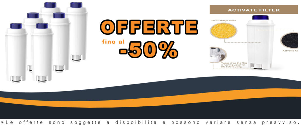 Filtro acqua 6PC per Delonghi Magnifica S, ECAM, ESAM, ETAM, per migliorare la qualità del caffè e ridurre il calcare