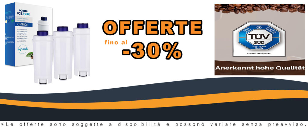 Filtro acqua GOLDEN ICEPURE compatibile con macchine da caffè De'Longhi, 3 pezzi