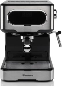 Macchina da caffè Hisense HESCM15DBK con schermo touch, compatibile con cialde ESE e caffè macinato, 15 bar di pressione