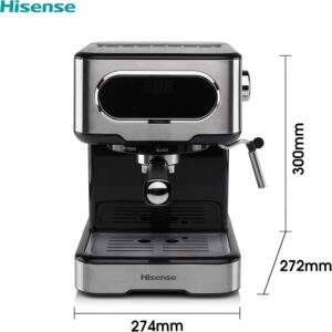 Macchina da caffè Hisense HESCM15DBK con schermo touch, compatibile con cialde ESE e caffè macinato, 15 bar di pressione