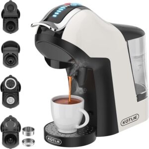 KOTLIE EM-308A Macchina da Caffè a Capsule 5 in 1, Bianco, Supporto per Estrazione a Freddo