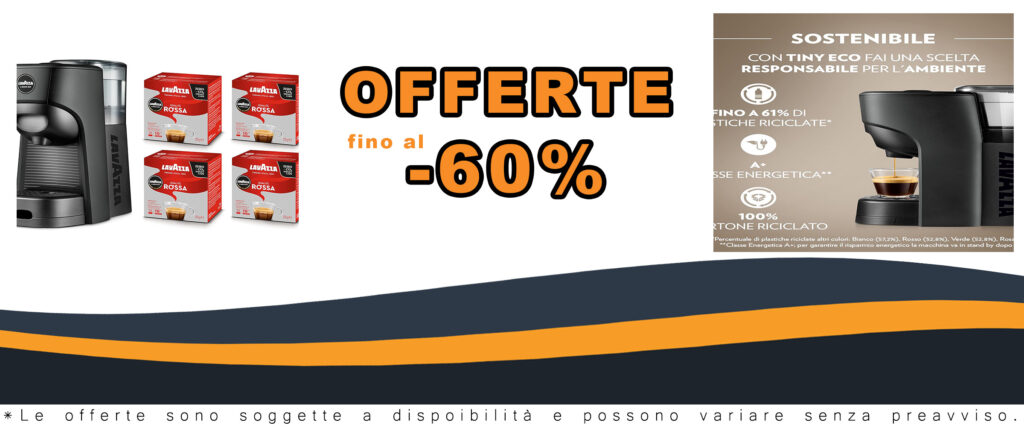 Lavazza A Modo Mio Tiny Eco Nera, una macchina per espresso ecologica con design compatto e 64 capsule di caffè Qualità Rossa incluse