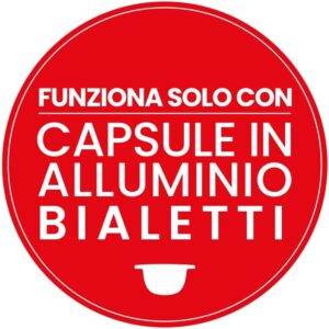 Immagine della macchina da caffè Bialetti Gioia in colore rosso, compatibile esclusivamente con capsule Bialetti, classe di efficienza energetica A.