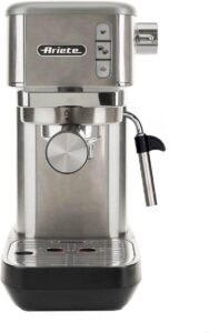 Ariete 1380 Macchina da Caffè in Metallo Silver, compatibile con caffè in polvere e cialde ESE, 15 bar di pressione, filtro 1 o 2 tazze