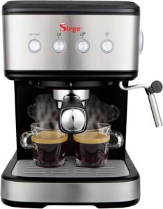 Sirge LUSSY Macchina per Caffè Espresso, Cappuccino e Bevande Calde con Pompa Italiana da 15 bar e 3 filtri inclusi