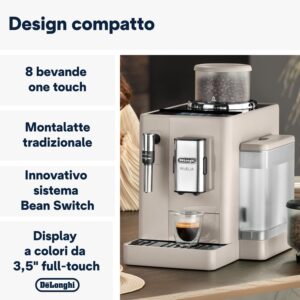 De'Longhi Rivelia Perfetto EXAM440.35.BG macchina da caffè automatica con display touch e montalatte classico, beige