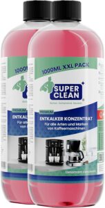 SUPER CLEAN 2 x 1000 ml Universale Disincrostante Liquido per Macchine da Caffè, Bollitori e Docce