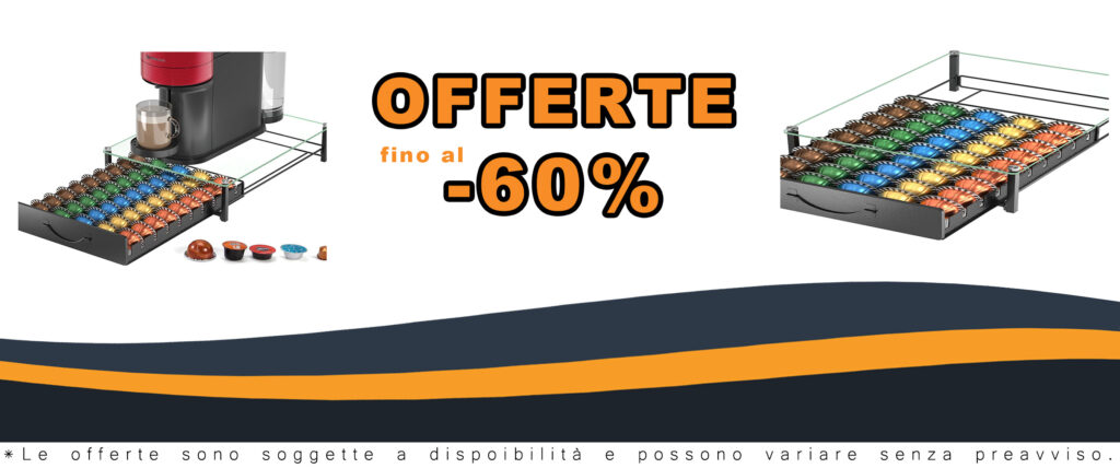 Portacapsule HFHOME in vetro trasparente, perfetto per 50 capsule Nespresso Vertuo o Dolce Gusto, con design elegante e funzionale.