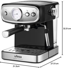 Ufesa CE7244 BRESCIA - Macchina da caffè espresso e cappuccino, pressione 20 bar e vaporizzatore regolabile