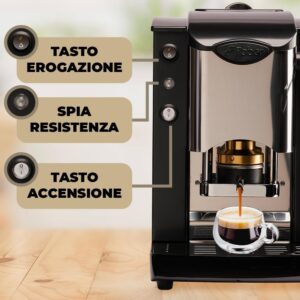Faber Coffee Machines Modello Slot Inox, macchina da caffè a cialde ese 44mm con pressacialda in ottone regolabile