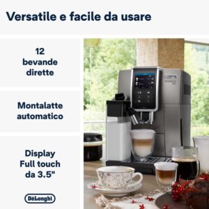 De'Longhi Dinamica Plus ECAM372.95.TB, macchina per caffè in chicchi con caraffa montalatte automatica e funzione MY