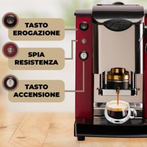 Faber Coffee Machines Modello Slot Inox, macchina per caffè con pressacialda in ottone regolabile e compatibilità con cialde ese 44mm.