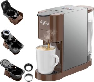KOTLIE AC-513H 4 in 1 Macchina da caffè, versatile e compatibile con caffè macinato e capsule, 3 altezze regolabili