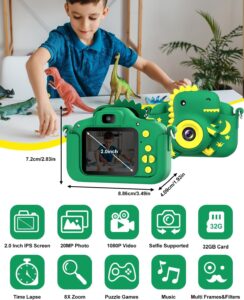Macchina fotografica digitale GREENKINDER 2.0 con schermo 1080P, perfetta per bambini da 3 a 12 anni.