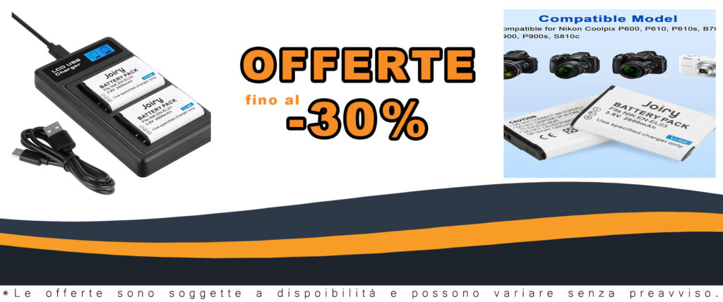 Batteria di ricambio Joiry EN-EL23 con caricatore LCD dual compatibile con fotocamere Nikon