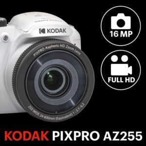 KODAK PIXPRO Astro Zoom AZ255-WH, fotocamera bianca con zoom 25X e schermo LCD da 3"
