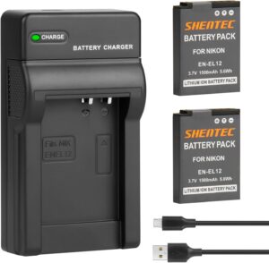 Caricabatterie Shentec EN-EL12 per Nikon, compatibile con diversi modelli di fotocamere