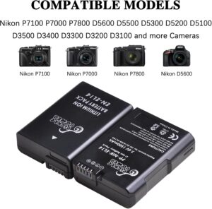 Batteria Pickle Power EN-EL14/EN-EL14a con caricatore LED dual per fotocamere Nikon