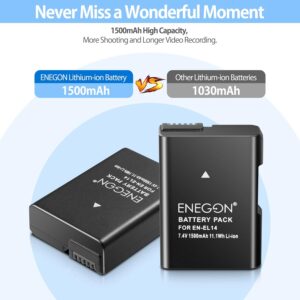 Batteria ENEGON EN-EL14 ricaricabile compatibile con fotocamere Nikon D5600, D5100 e altri modelli.