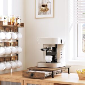YATINEY Porta Capsule Caffè in marrone vintage, perfetto per organizzare fino a 35 capsule di caffè K-Cup e Nespresso  