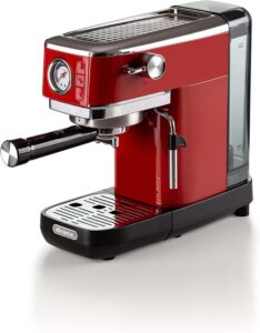 Macchina da caffè Ariete 1381 con manometro, compatibile con cialde ESE e caffè in polvere, ideale per preparare caffè e cappuccini perfetti