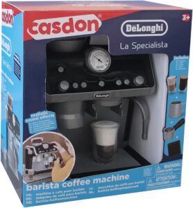 De Longhi La Specialista Macchina del Caffè Giocattolo per Bambini con effetti sonori e accessori inclusi, perfetta per i bambini a partire dai 3 anni.