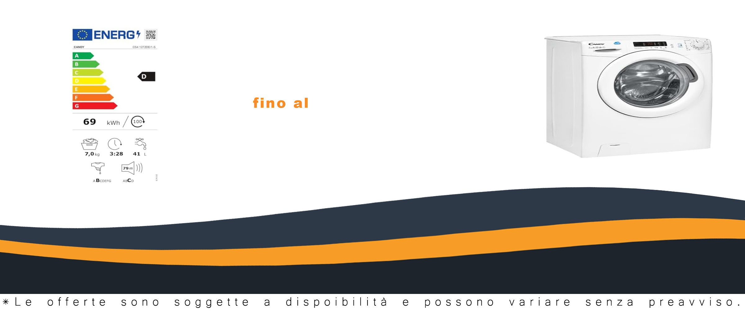 output2: Lavatrice Candy CS4 1272D3/1-S a carica frontale, compatta, con connettività NFC e capacità di 7 kg