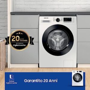 Samsung Lavatrice Serie 4000T WW90T4040CE/ET in azione, con carica frontale e funzione vapore