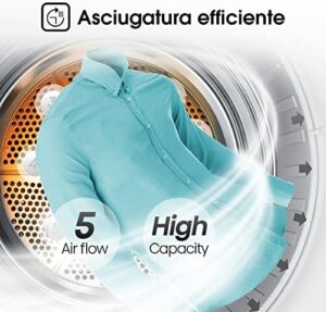 Hisense DHQA902U Asciugatrice a Pompa di Calore, 9 Kg, Oblò Nero, con Power Air Flow