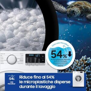 Samsung Lavatrice Crystal Clean WW80CGC04DTEET, 8 kg, Wi-Fi, Ecobubble, Vapore, carica frontale, design moderno