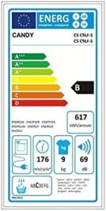 Asciugatrice Candy CS C9LF-S con carica frontale 9kg, design bianco elegante e moderna tecnologia per il massimo comfort.