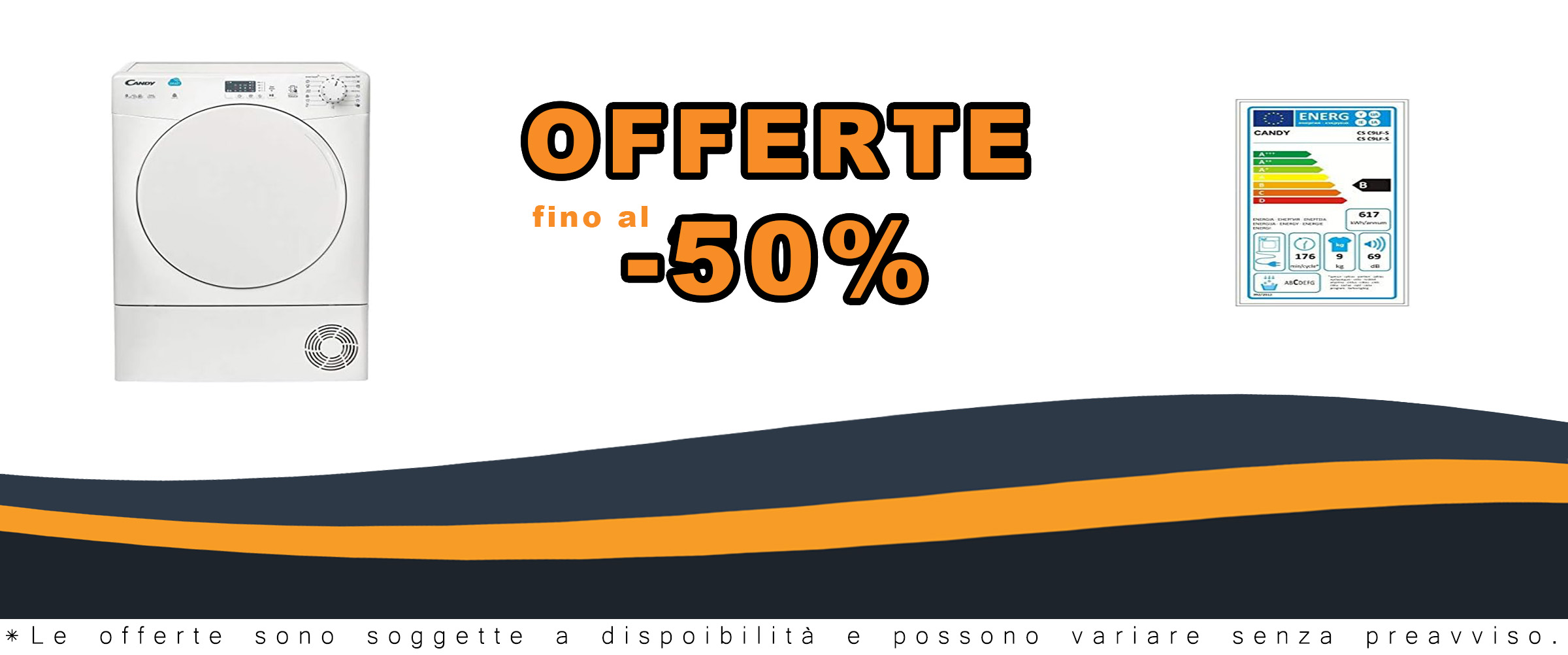Asciugatrice Candy CS C9LF-S con carica frontale 9kg, design bianco elegante e moderna tecnologia per il massimo comfort.