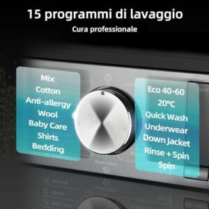 Lavatrice CHiQ CW075863AX con funzione Vapore e motore Inverter, perfetta per spazi ridotti