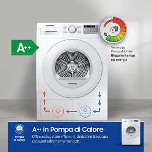 Samsung Asciugatrice Crystal EcoDry DV90TA040TH/ET, 9 kg, con pompa di calore e sensore Optimal Dry