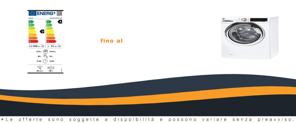 Hoover H3DSD4106TAMCE11 H-Wash&Dry 300 Pro lavasciuga 10 Kg con funzione vapore, classe A [D], 1400 giri, bianca