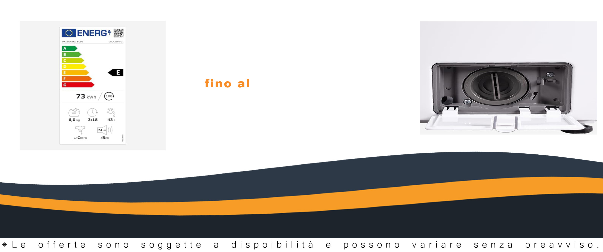 UNIVERSALBLUE Lavatrice da 6 kg con carico frontale e display digitale