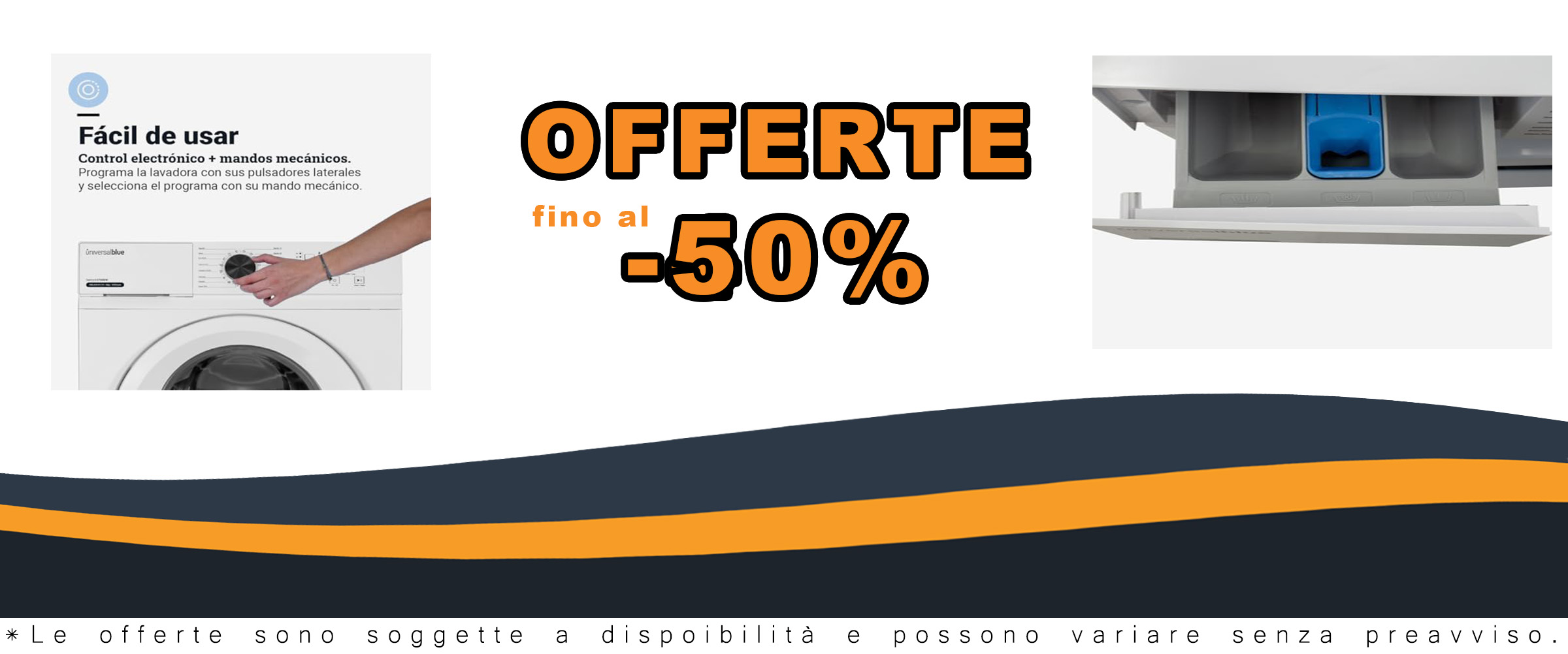 UNIVERSALBLUE Lavatrice Inverter 6 kg, motore DC e 16 programmi di lavaggio