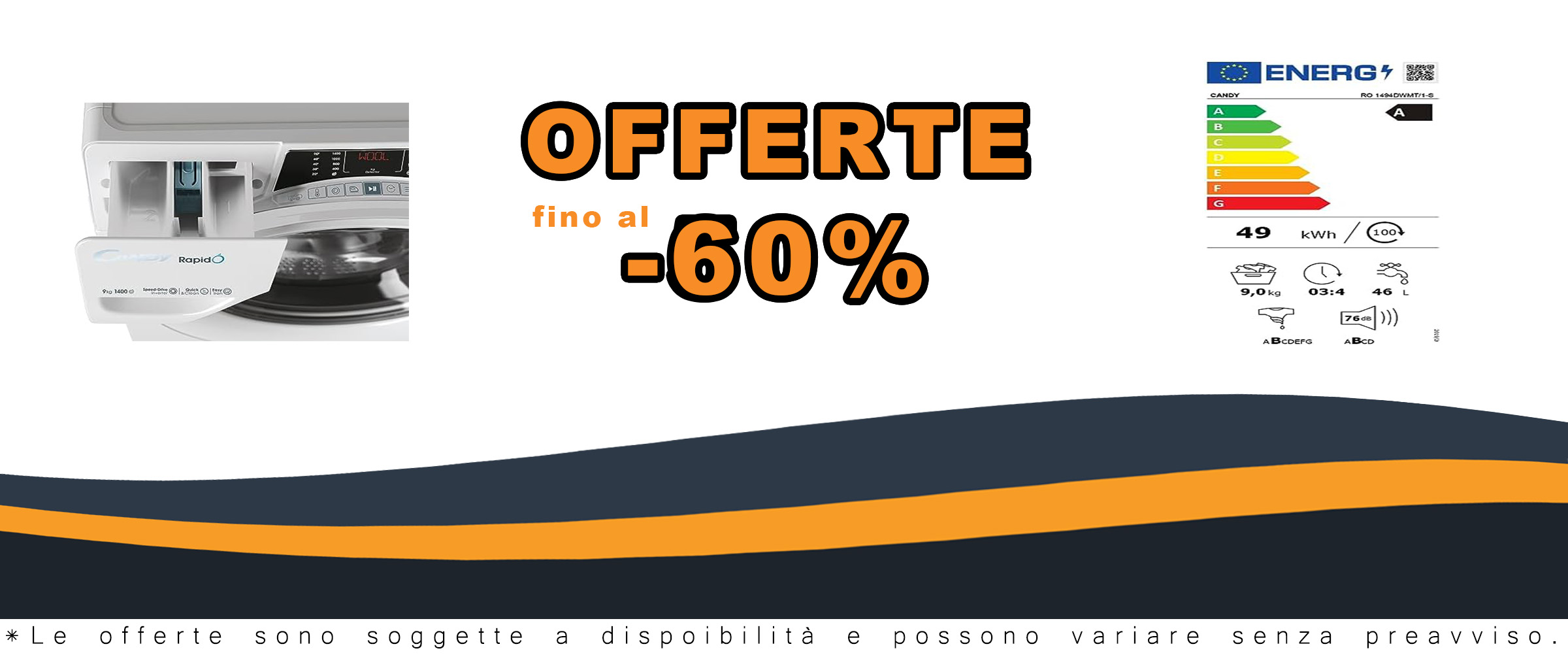 Lavatrice Candy RapidÓ 9 Kg con Wi-Fi, funzione vapore e 9 programmi rapidi