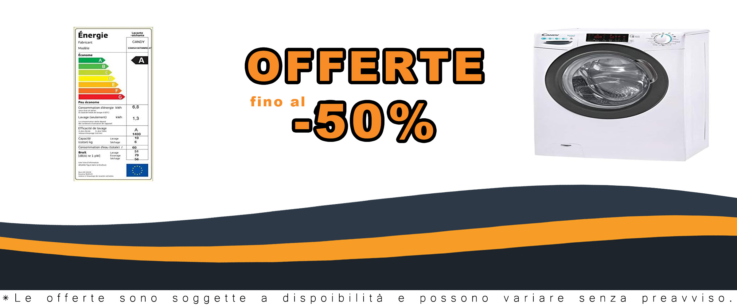 LL SECHANT CANDY CSWS4106TWMRE-47, lavatrice e asciugatrice, capienza 10 kg, Wi-Fi, risparmio energetico