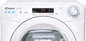 Asciugatrice Candy Smart Pro CSOE H10A2DE-S con pompa di calore, controllo remoto Wi-Fi e classe energetica A++.