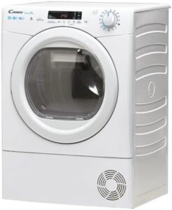 Asciugatrice Candy Smart Pro CSOE H10A2DE-S con pompa di calore, controllo remoto Wi-Fi e classe energetica A++.