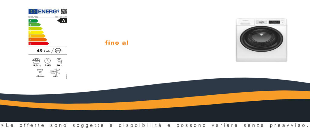Whirlpool Lavatrice ad Oblò 9kg 1400 giri FFBS9469WVFR, in evidenza con un design elegante e funzionale